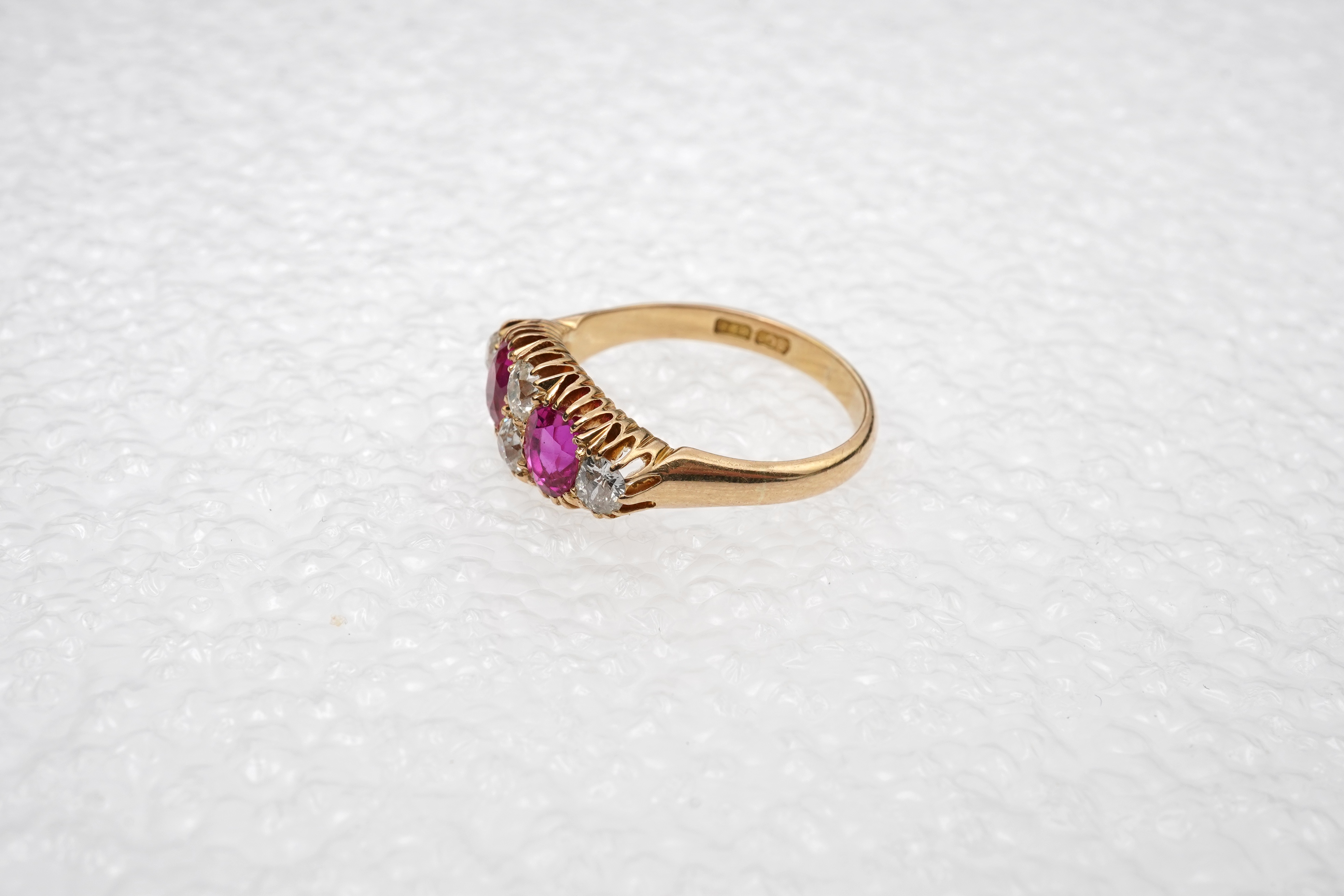 A synthetic ruby and diamond ring, early 20th century